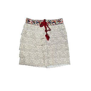 Anthropologie Anna Sui Embroidered Eyelet Skirt Womens Size S Mini Crochet